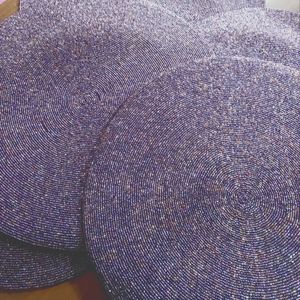 Pottery Barn Purple Beaded Placemats Set of 6